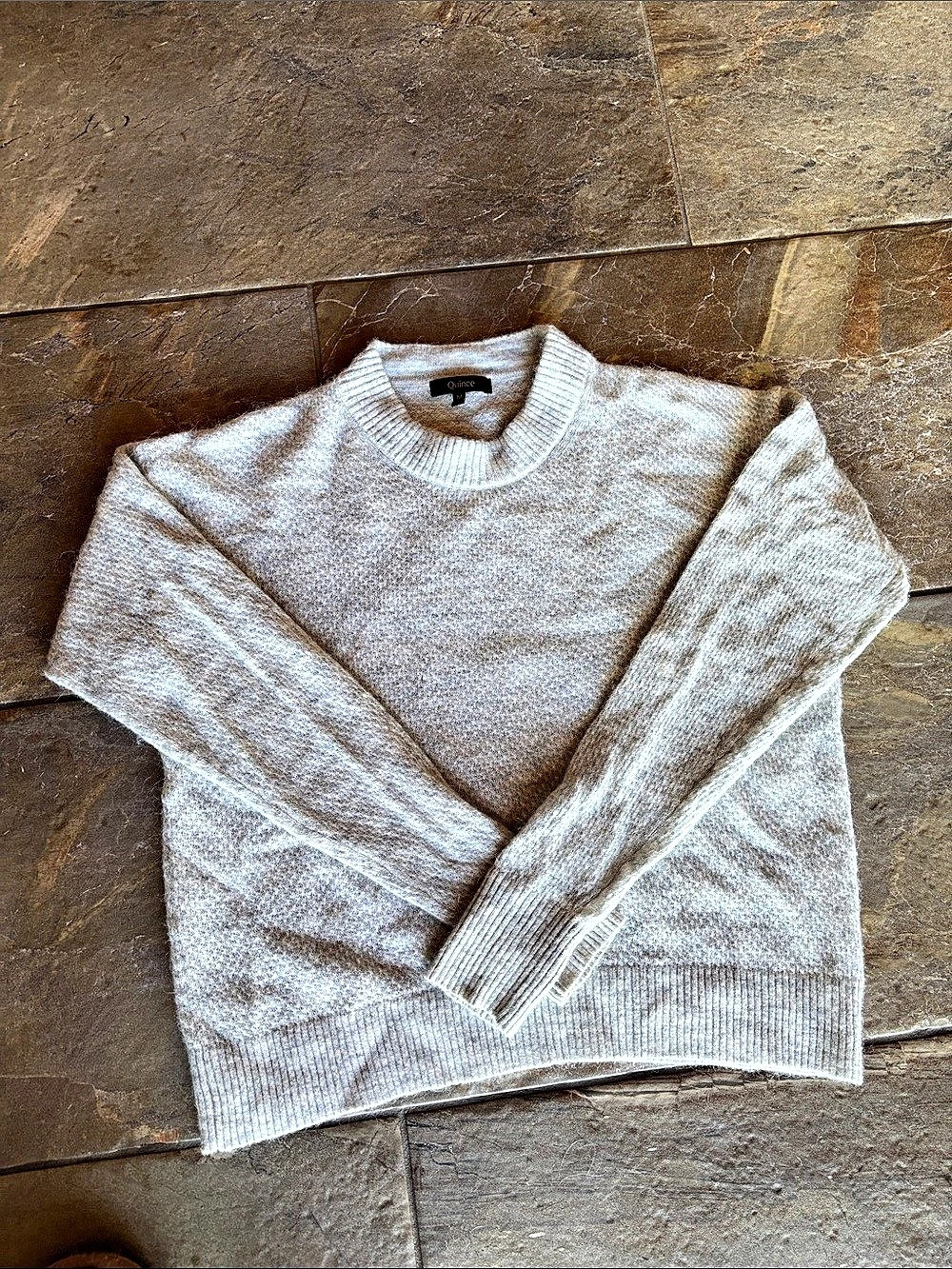 Quince Baby Alpaca-Wool Diamond Stitch Crew Sweater